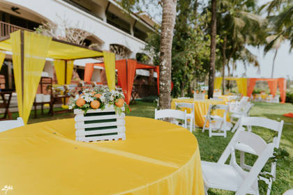 Tablescape and Floral detail — Pool Party decor — Alila Diwa Goa